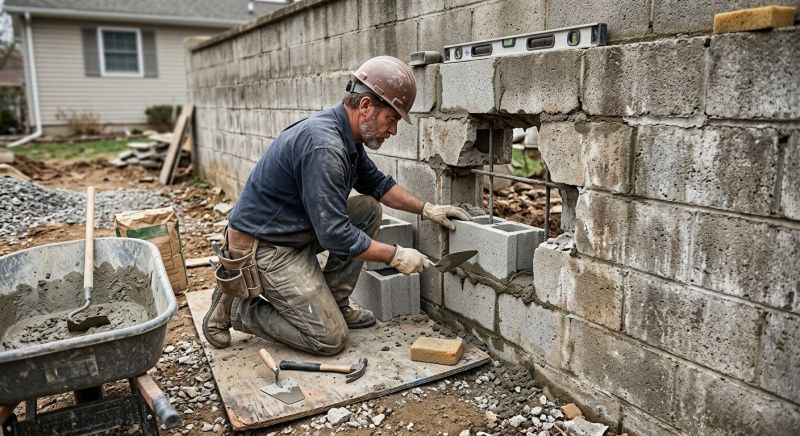 Cinder Block Wall Repair in Chesterfield, MO