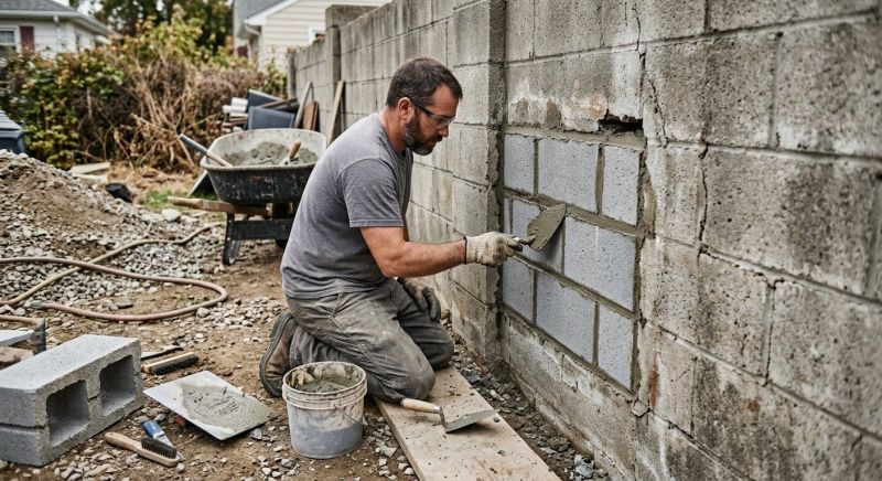 Cinder Block Wall Repair in O Fallon, MO