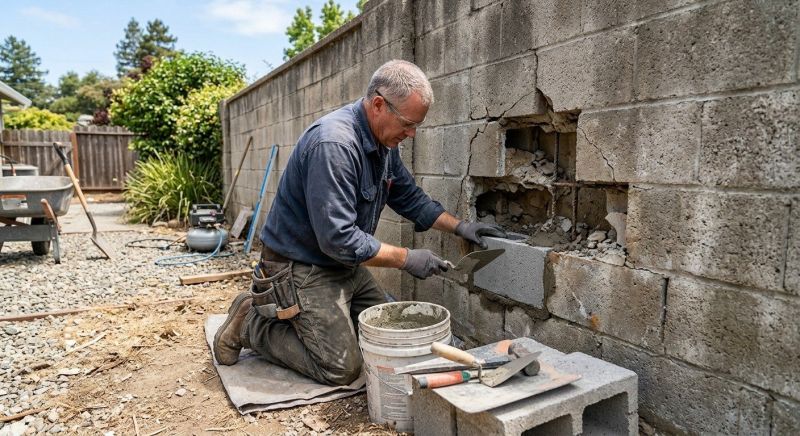 Cinder Block Wall Repair in O Fallon, MO