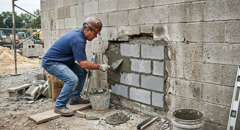 Cinder Block Wall Repair in Washington, MO