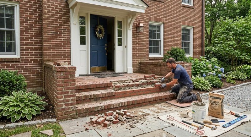 Entryway Brick Repair in O Fallon, MO